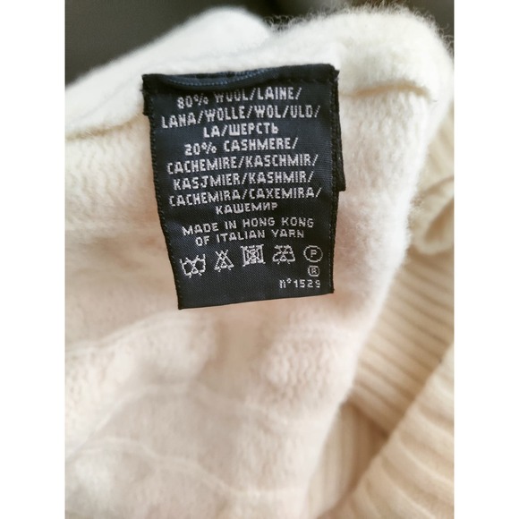 Ralph Lauren Vintage Wool Cashmere Cable Knit V-Neck Sweater Creme White Medium - Picture 7 of 8